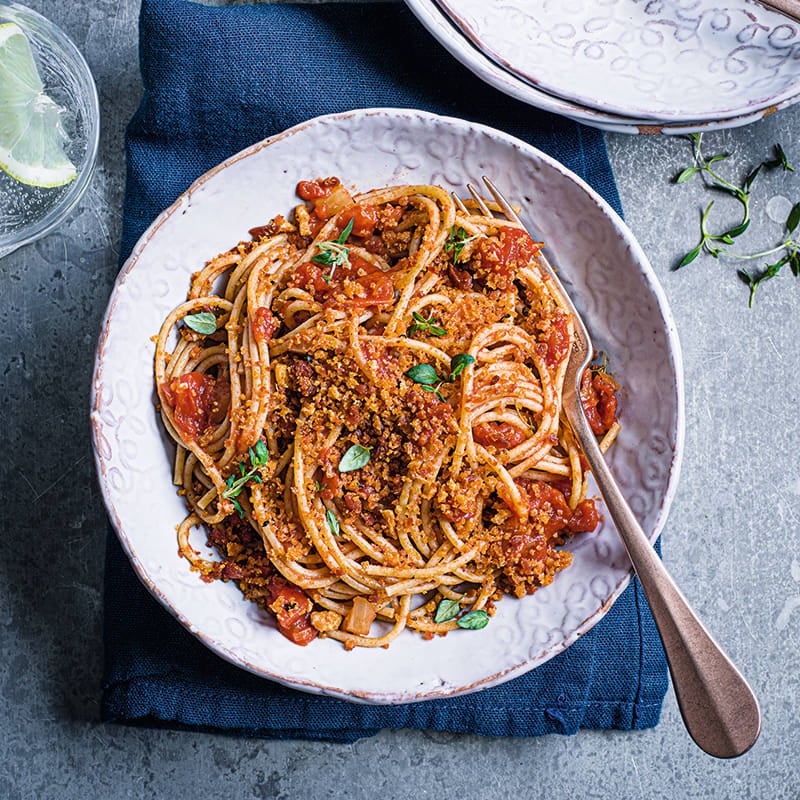 Foto av Spaghetti med långkokt tomatsås och chorizosmulor från WW ViktVäktarna