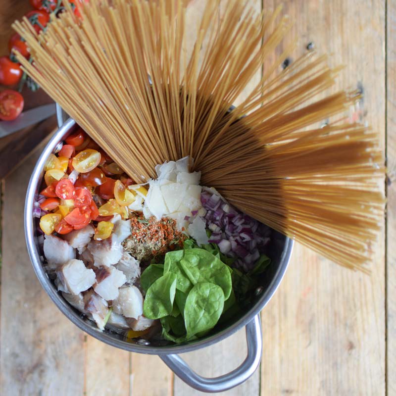 ViktVäktarna - One-pot-pasta med torsk och spenat